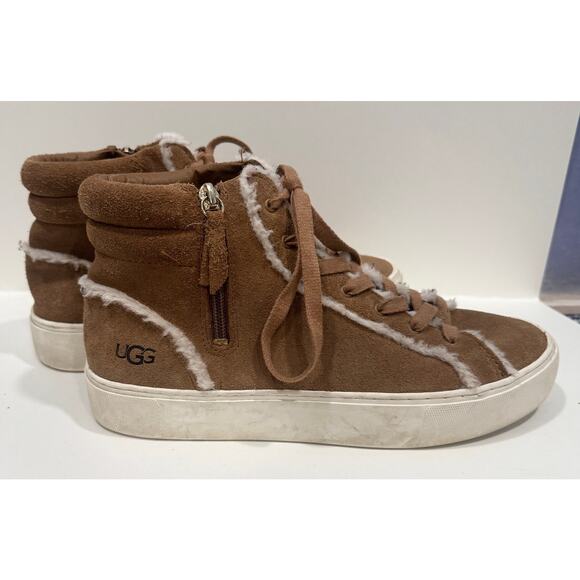 UGG Olli Heritage Sneaker Trainers Suede Sheepskin Fur Lined Boots Size 7 - Picture 1 of 5